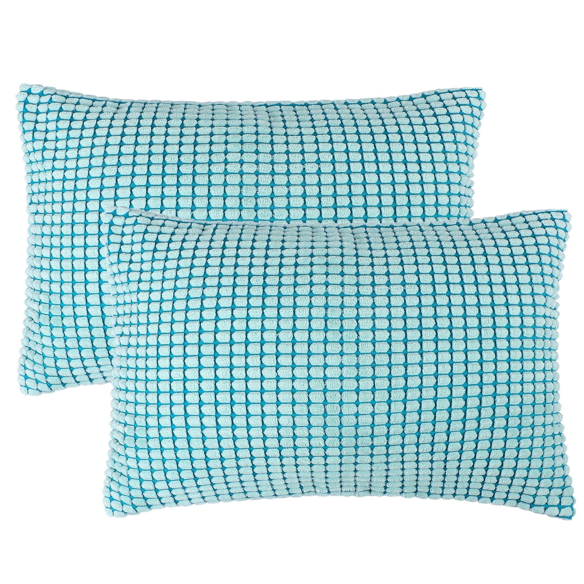 Unique Bargains 2Pack 3D Corduroy Decoratiove Throw Pillow Covers Blue 12" x 18"