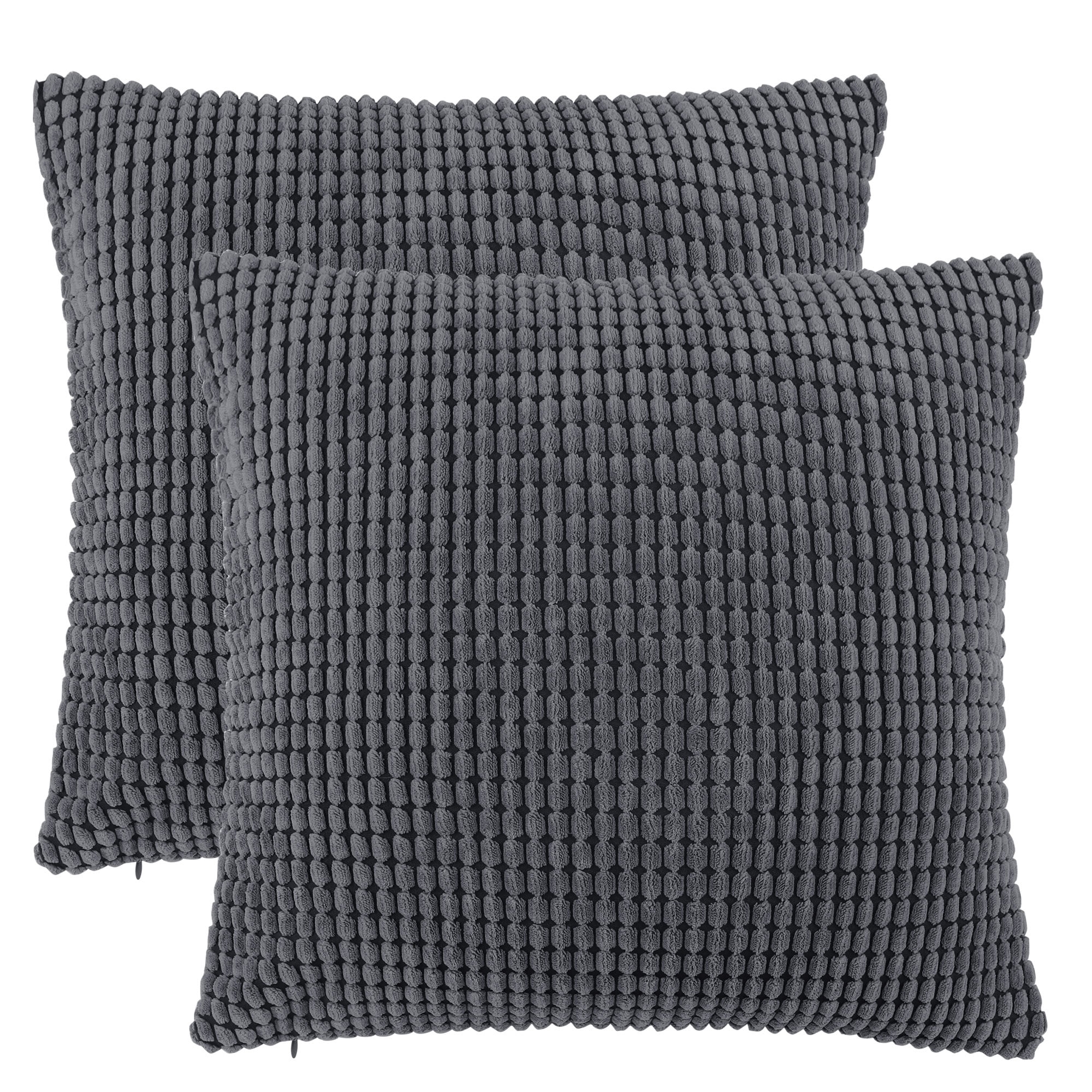 Unique Bargains 2Pack 3D Corduroy Decorative Throw Pillow Covers Gray