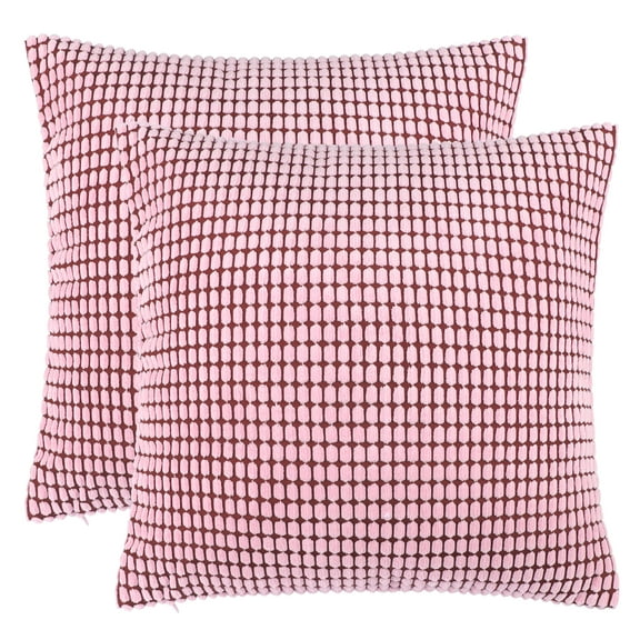 Unique Bargains 2-Pack 3D Corduroy Decorative Throw Pillow Covers Pink 18" x 18"