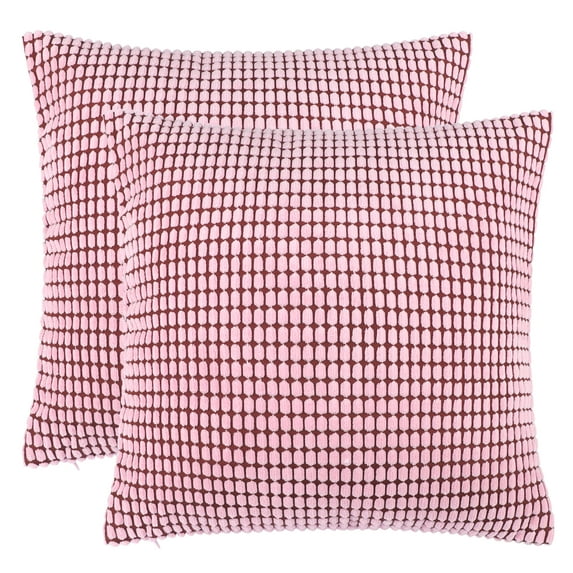 Unique Bargains 2-Pack 3D Corduroy Decorative Throw Pillow Covers Pink 20" x 20"