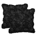 thumbnail image 1 of Unique Bargains 2-Pack 3D Flower Decorative Throw Pillow Covers 16" x 16" Black, 1 of 8