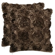 Unique Bargains 2-Pack 3D Flower Decorative Throw Pillow Covers 16" x 16" Coffee Color