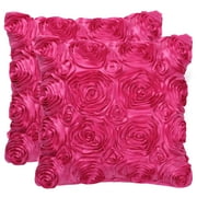 Unique Bargains 2-Pack 3D Flower Decorative Throw Pillow Covers 16" x 16" Fuchsia