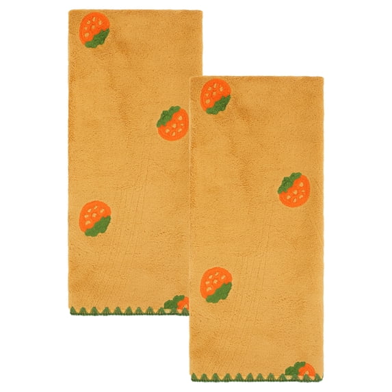 Unique Bargains 2 Pack Absorbent Quick Dry Hand Towels Fruit Embroidered Yellow 29" x 13"