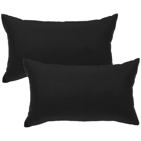 Unique Bargains 2-Pack Canvas Solid Decorative Throw Pillow Cover 12" x 20" Black