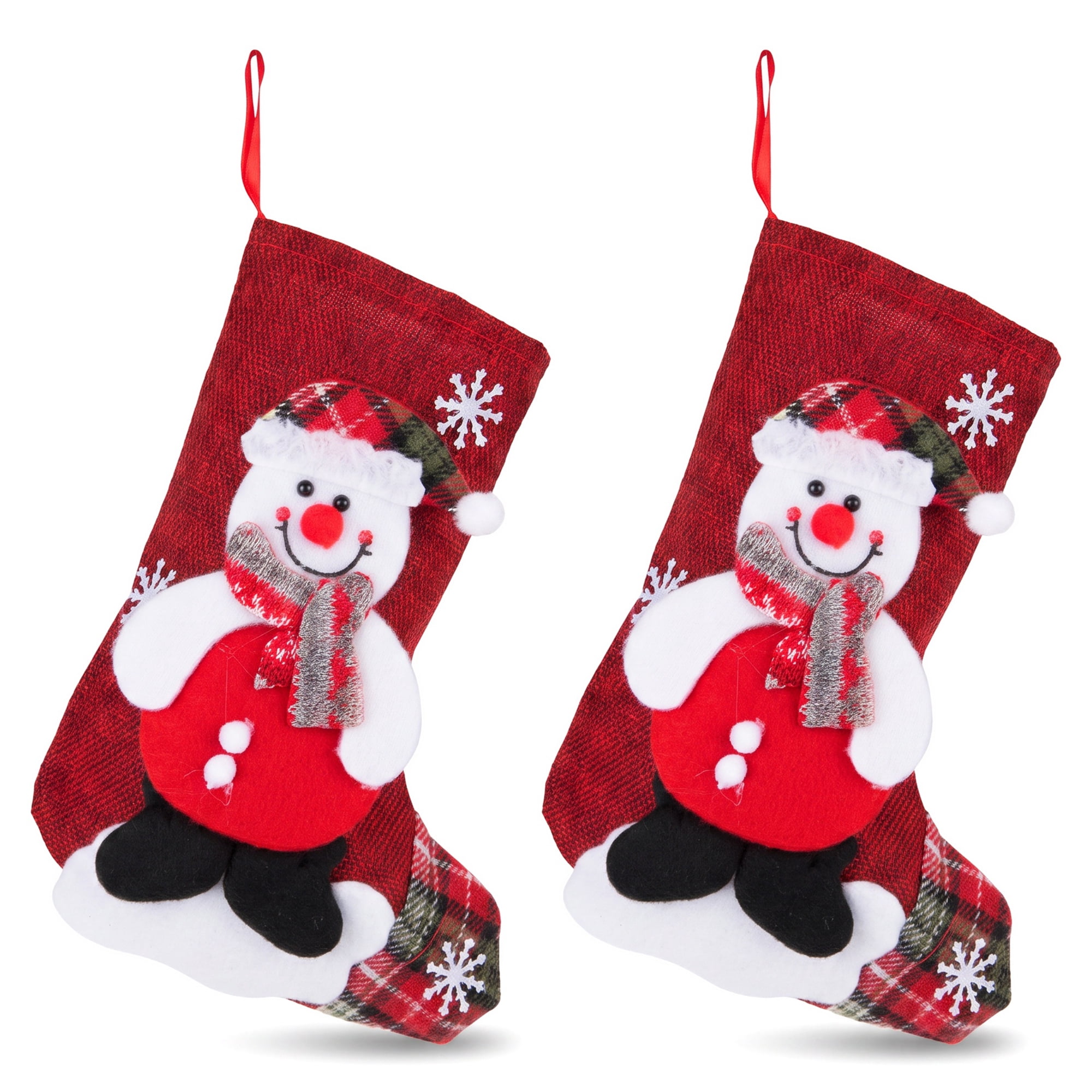 Unique Bargains 2 Pack Cartoon Christmas Stockings Assorted Garland Accents Snowman 8"
