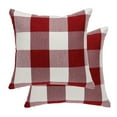 thumbnail image 1 of Unique Bargains 2-Pack Checks Pattern Decorative Throw Pillow Covers Red 18" x 18", 1 of 7