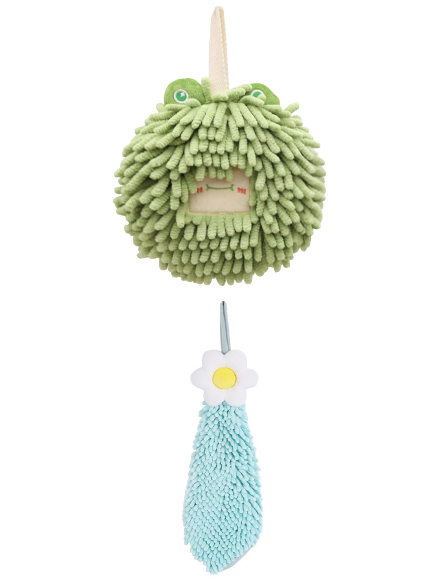 Unique Bargains 2 Pack Chenille Hand Towels 6" x 15"/7" x 7" Green