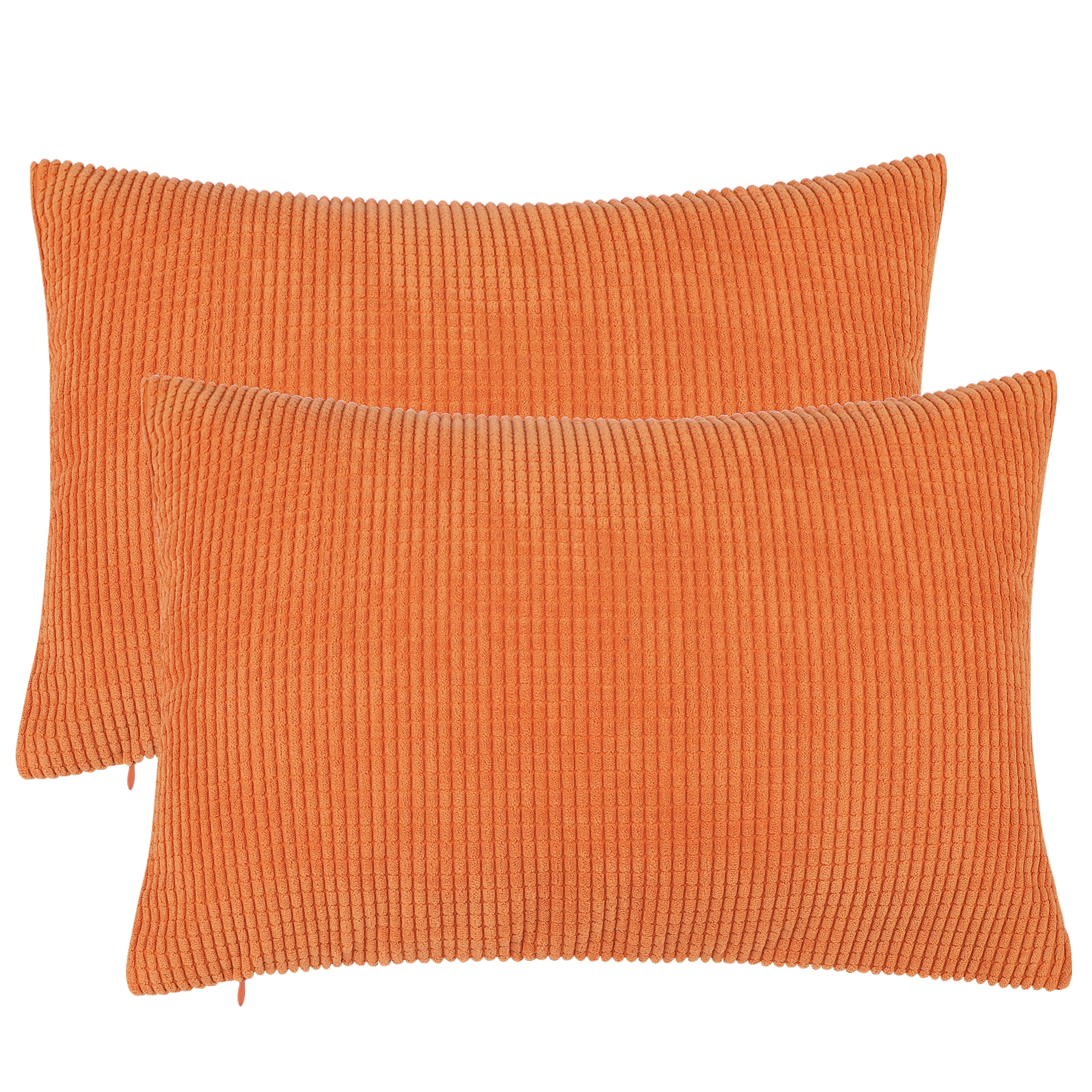 Unique Bargains 2-Pack Corduroy Decorative Throw Pillow Covers Orange 12" x 18"