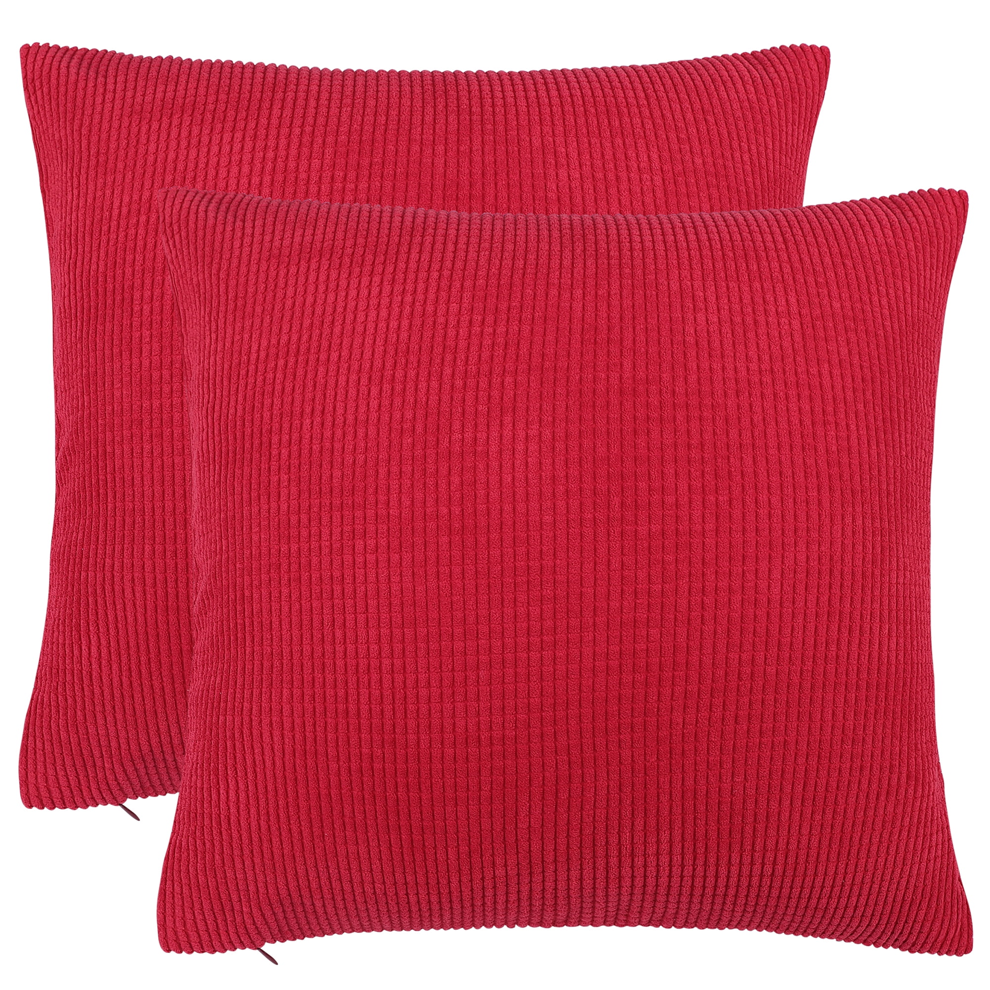 Unique Bargains 2-Pack Corduroy Decorative Throw Pillow Covers Red 20" x 20"