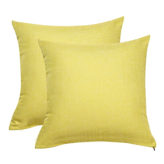 Unique Bargains 2 Pack Cotton Linen Throw Pillow Covers 18" x 18" Yellow