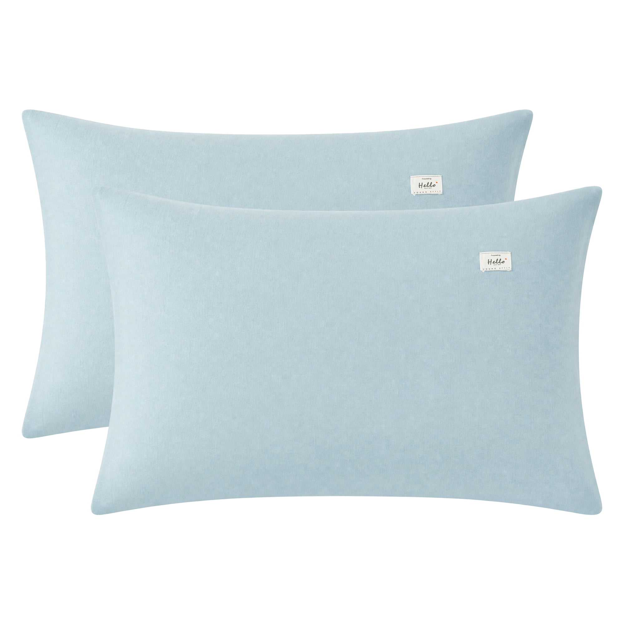 Unique Bargains 2 Pack Cotton Pillowcase Smooth Cooling Pillow Cases Envelope Closure Queen Blue
