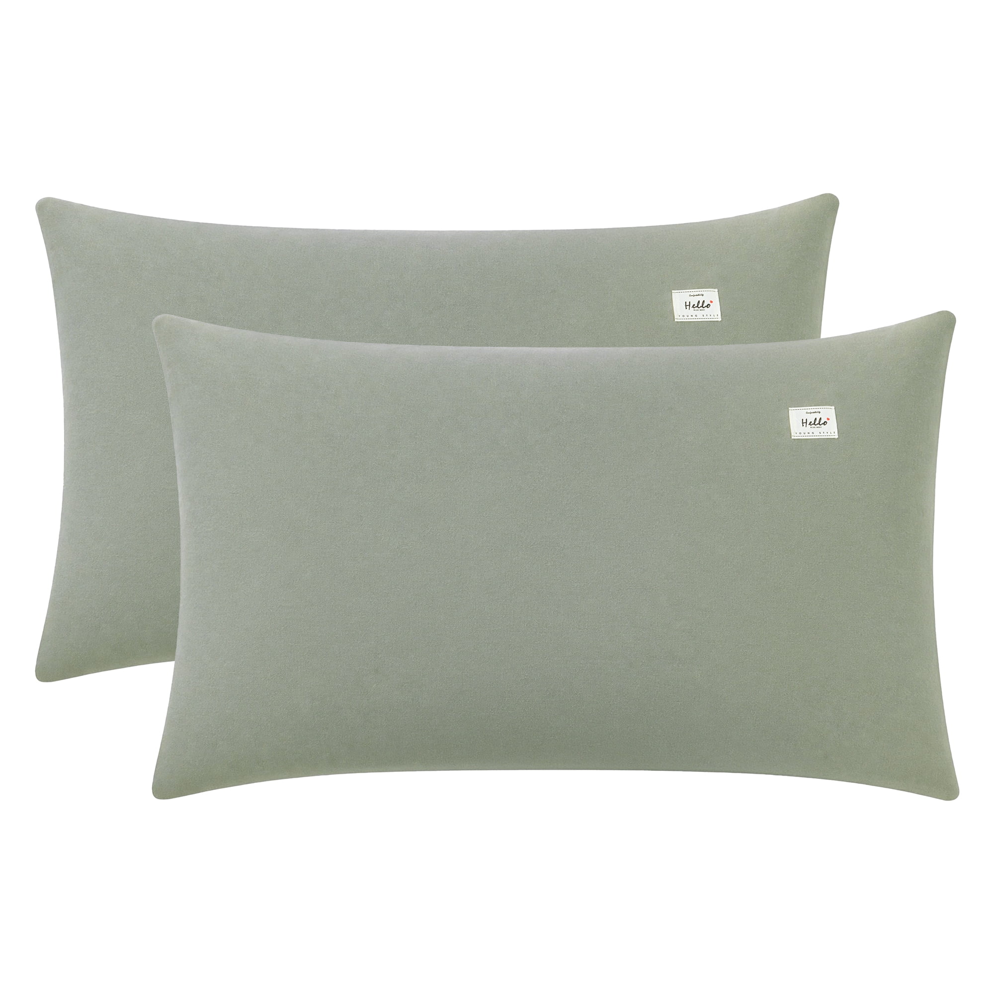 Unique Bargains 2 Pack Cotton Pillowcase Smooth Cooling Pillow Cases Envelope Closure Queen Green - Khaki