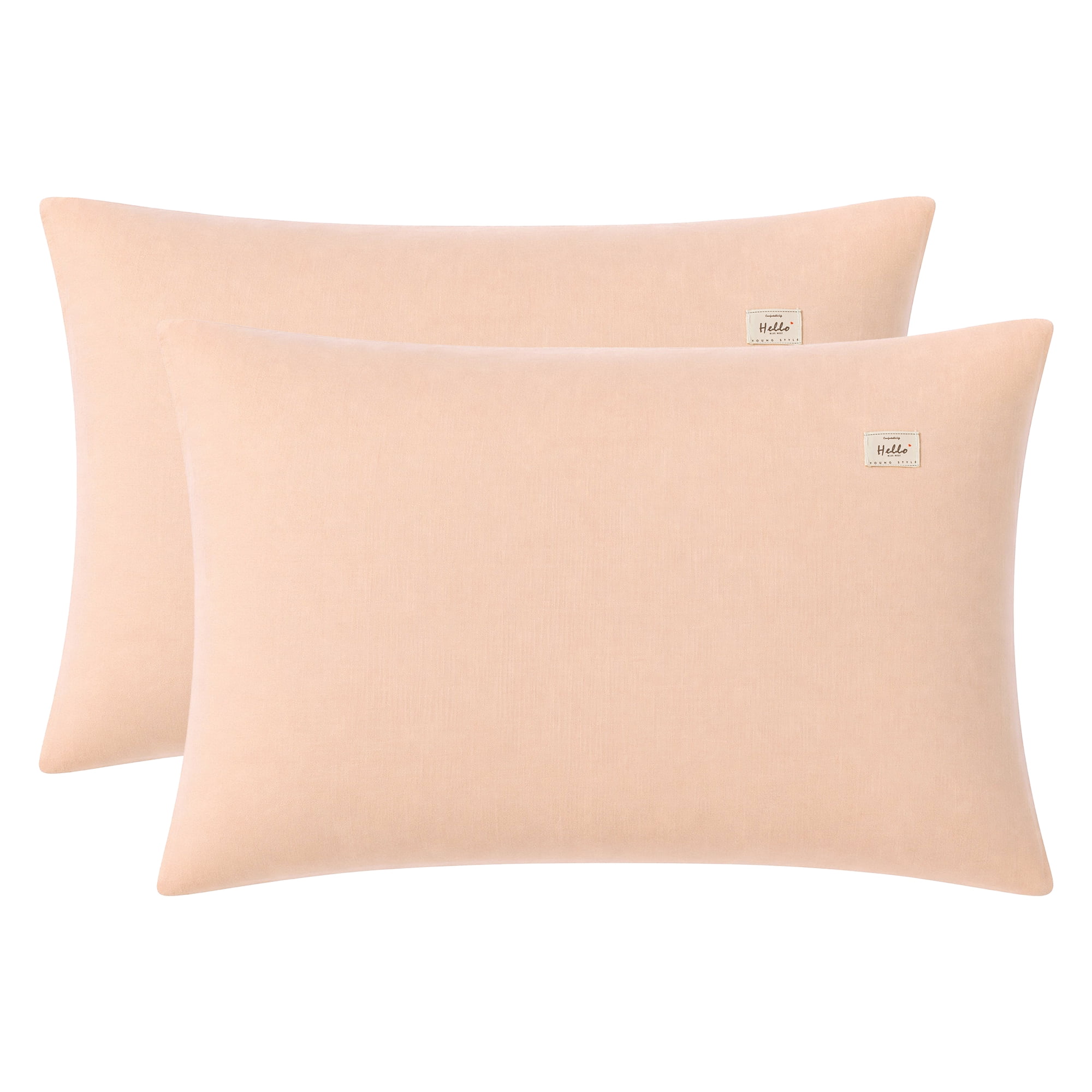 Unique Bargains 2 Pack Cotton Pillowcase Smooth Cooling Pillow Cases Envelope Closure Queen Pink - Khaki