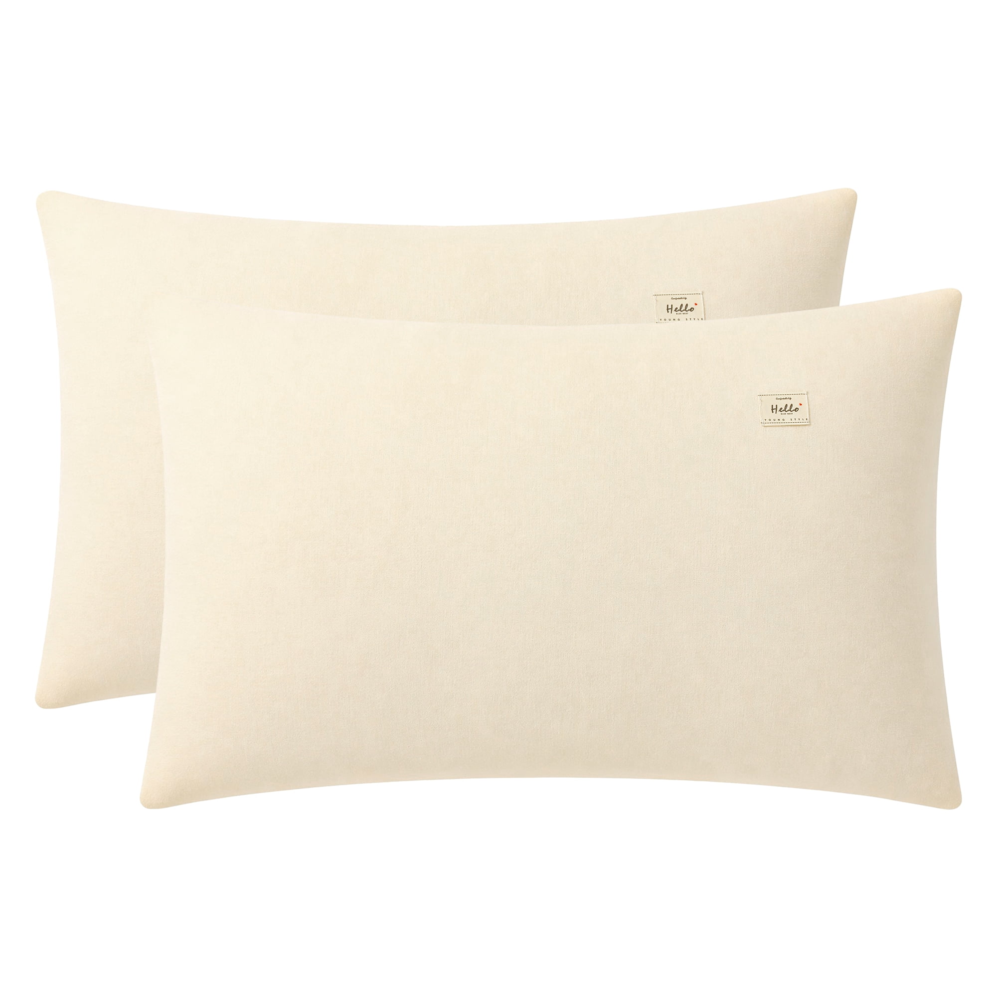 Unique Bargains 2 Pack Cotton Pillowcase Smooth Cooling Pillow Cases Envelope Closure Queen Milk white - orange
