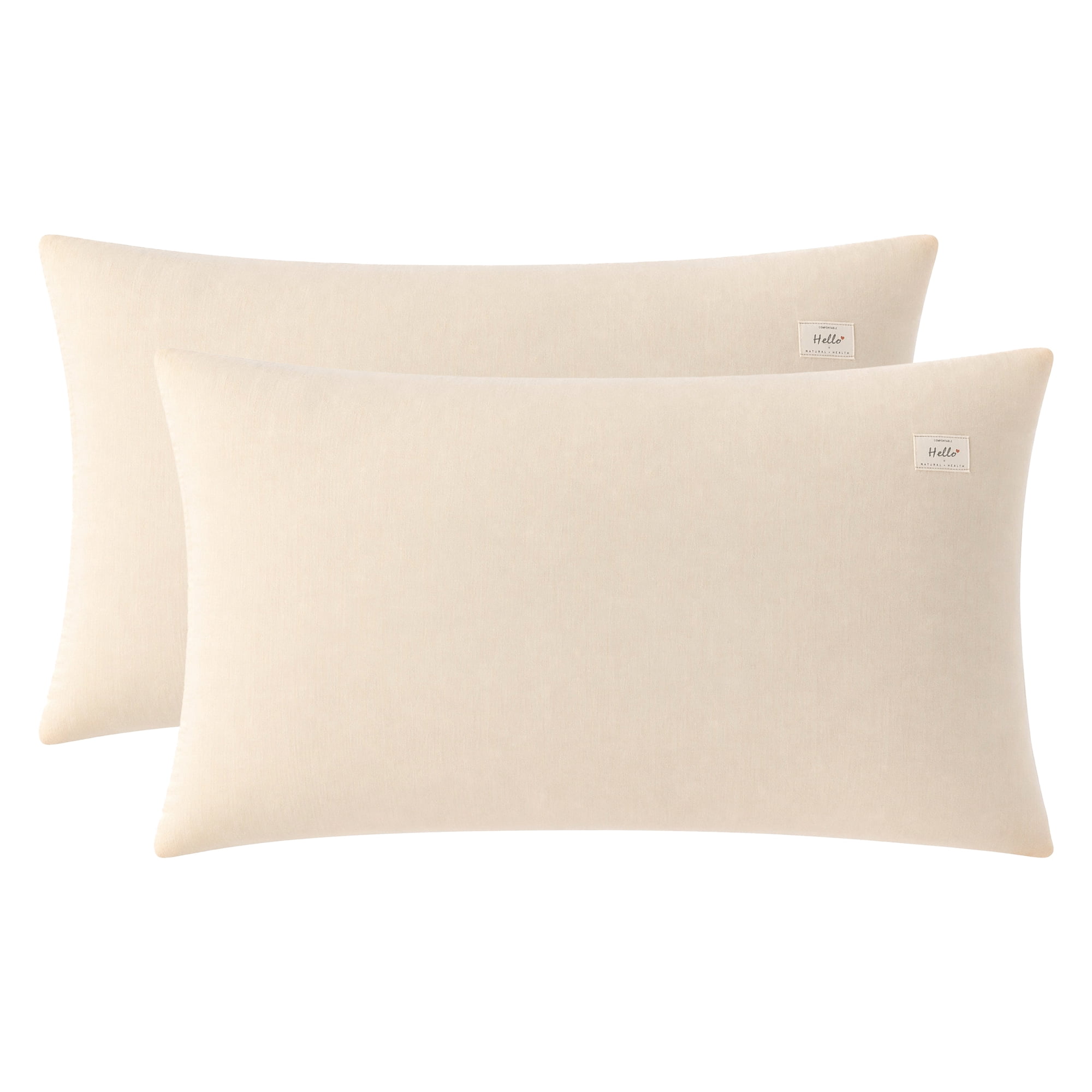 Unique Bargains 2 Pack Cotton Pillowcase Smooth Cooling Pillow Cases Envelope Closure Queen Milk yellow - pink