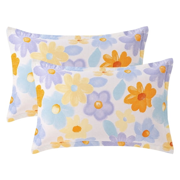 Unique Bargains 2 Pack Cotton Pillowcase Smooth Envelope Wrinkle Resistant Multicolor