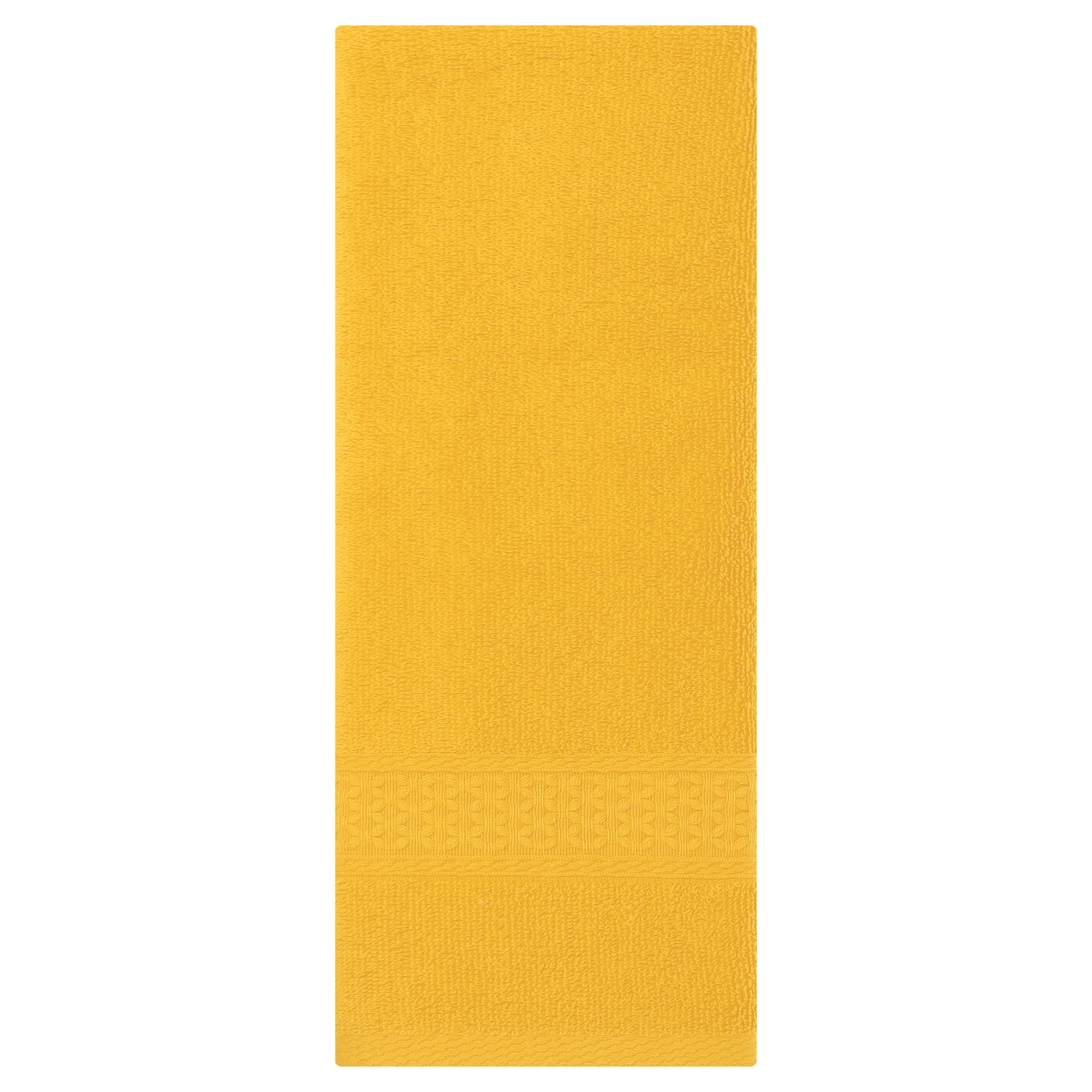 REGALWOVEN Solid Textured Pattern Hand Towels Cotton Absorbent Soft Decorative Hand Towel Set (13 x 30 Inch) Yellow 2-Piece