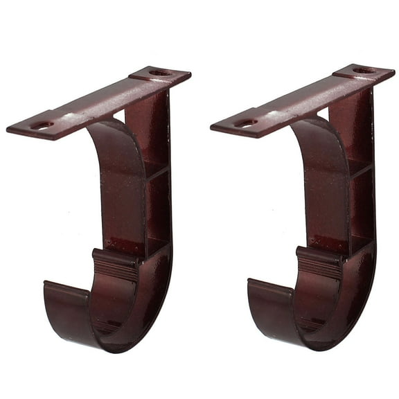Unique Bargains 2-Pack Drapery Curtain Rod Hook Shape Metal Ceiling Bracket