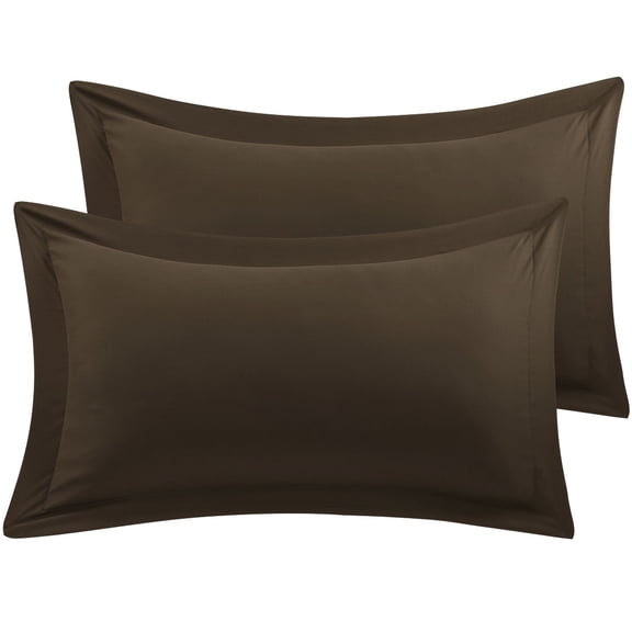 Unique Bargains 2-Pack Envelope Closure Pillow Sham Queen Brown
