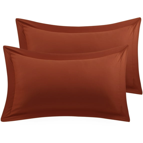 Unique Bargains 2-Pack Envelope Closure Pillow Sham Queen Rust