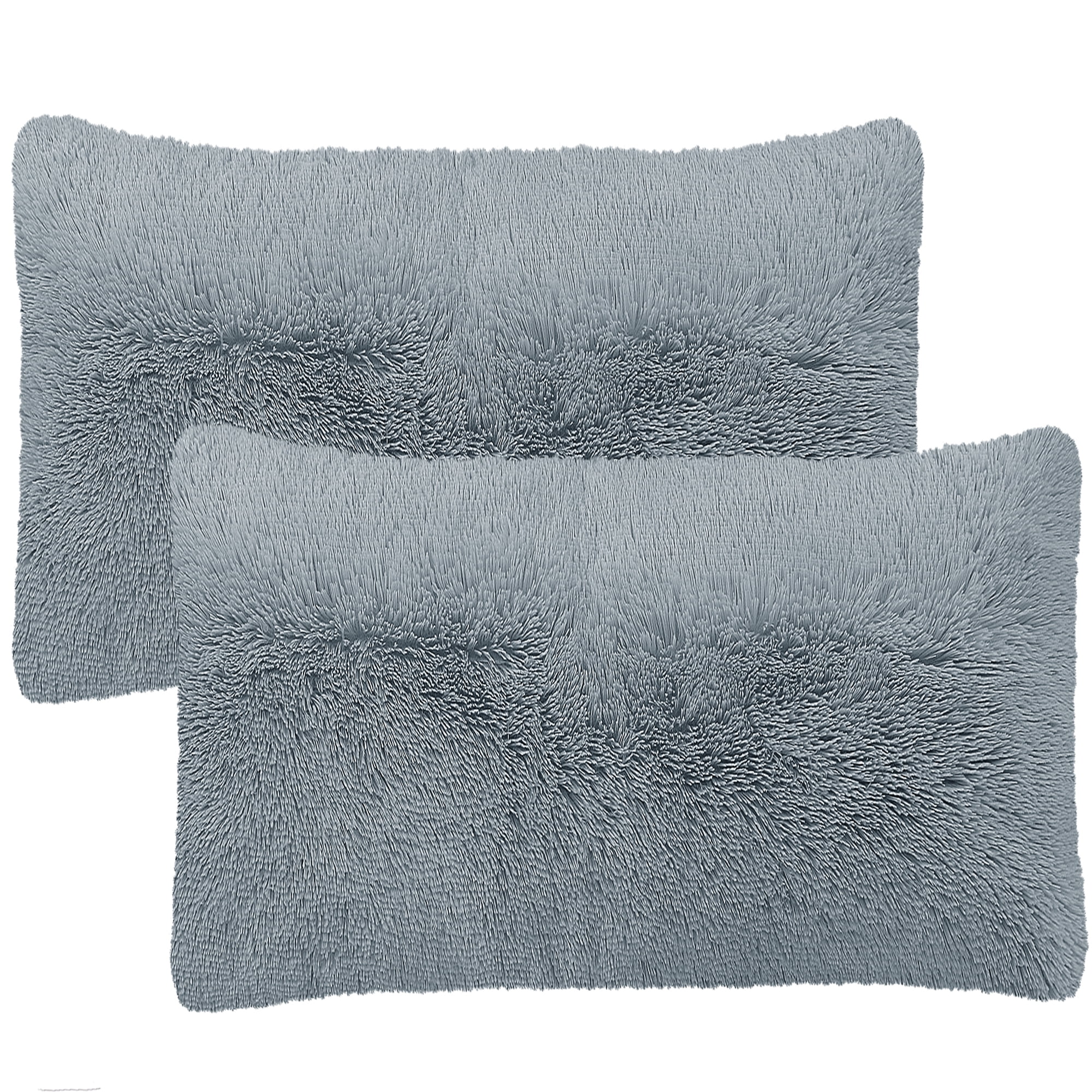 Unique Bargains 2Pack Faux Fur Pillowcase with Zipper, King, Light