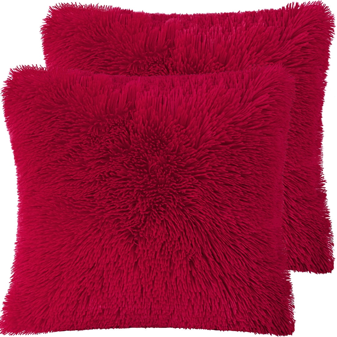 Red shaggy online pillows