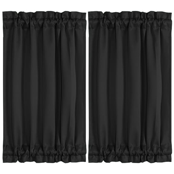 Unique Bargains 2-Pack French Door Curtains Panels Black 25" x 40"