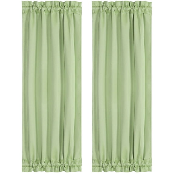 Unique Bargains 2-Pack French Door Curtains Panels Green 25" x 72"
