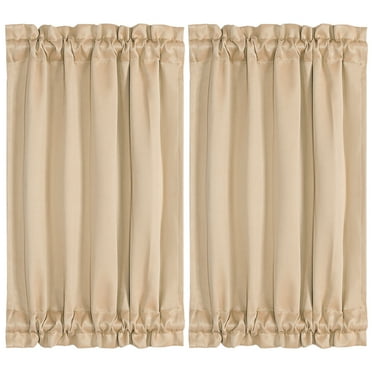 Unique Bargains 2-Pack French Door Curtains Panels Khaki 25" x 40"