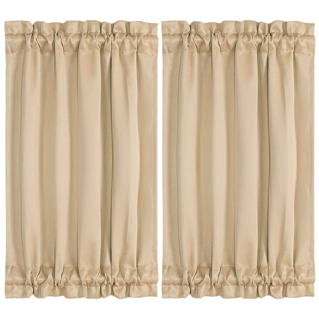Unique Bargains 2Pack French Door Curtains Panels Khaki 25" x 40