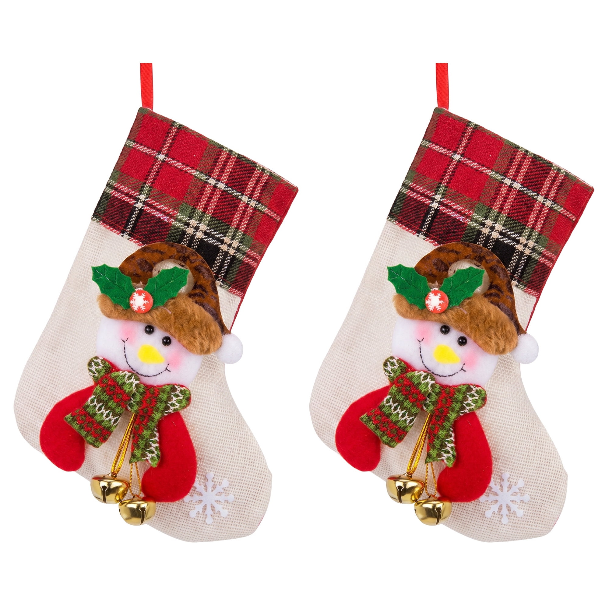 Unique Bargains 2 Pack Heritage  Christmas Stocking Double Layer Timeless Sock White 8"