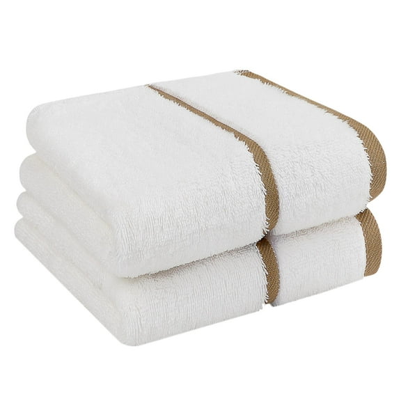 Unique Bargains 2-Pack Lightweight Cotton Hand Towels 16" x 30" Champagne