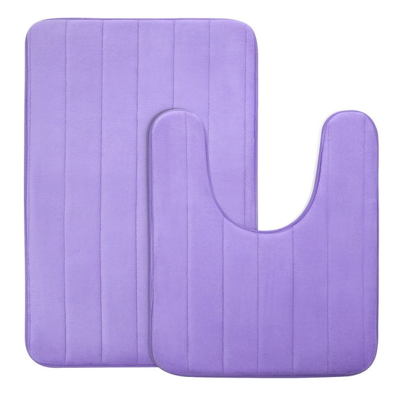 Unique Bargains 2-Pack Memory Foam Non-slip Washable Bath Toilet Pads Mats Rug Purple 32"x20"