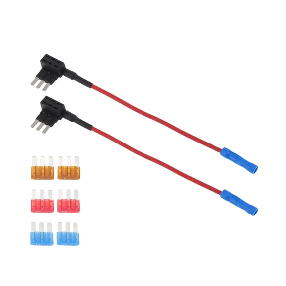 Unique Bargains 2 Pack Micro ATM Fuse Taps Fuse Tap Adapter, Blade Fuses Expandable Holder for Cars Trucks Boats, with 6 Fuses 5A 10A 15A