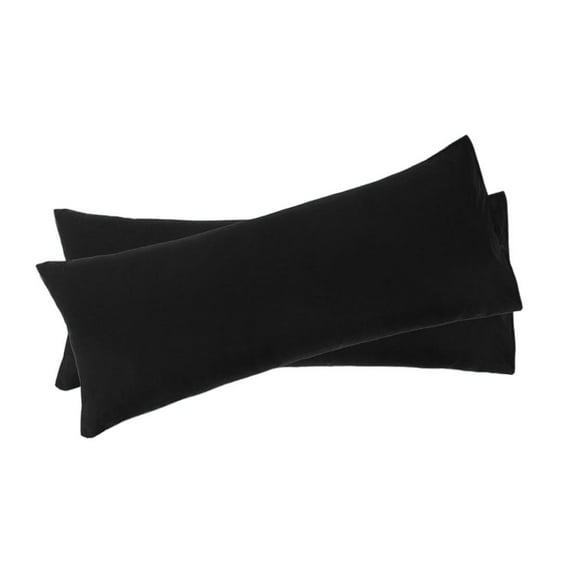 Unique Bargains Microfiber Solid Long Body Pillowcases, 2-Pack Black 20" x 54"