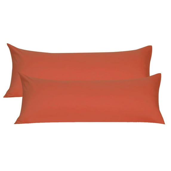 Unique Bargains Pillowcases 2 Pack Microfiber Body Pillow Covers Orange 20" x 48"