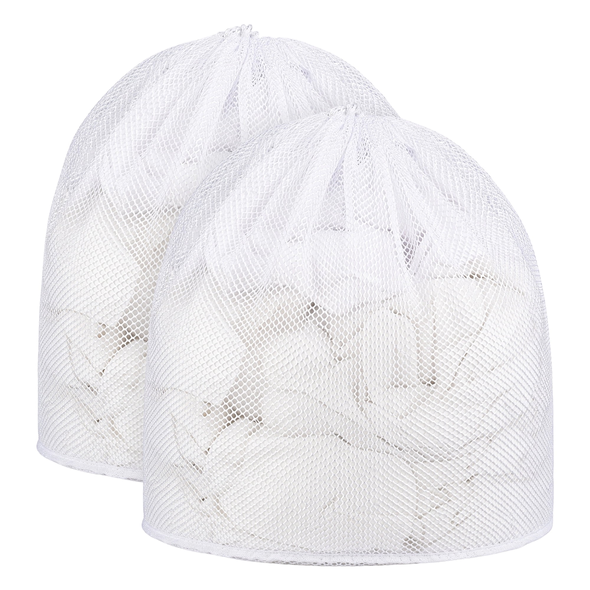 Unique Bargains 2 Pack Nylon Mesh Laundry Bags with Drawstring Closure for Socks White 15.7"x19.7"