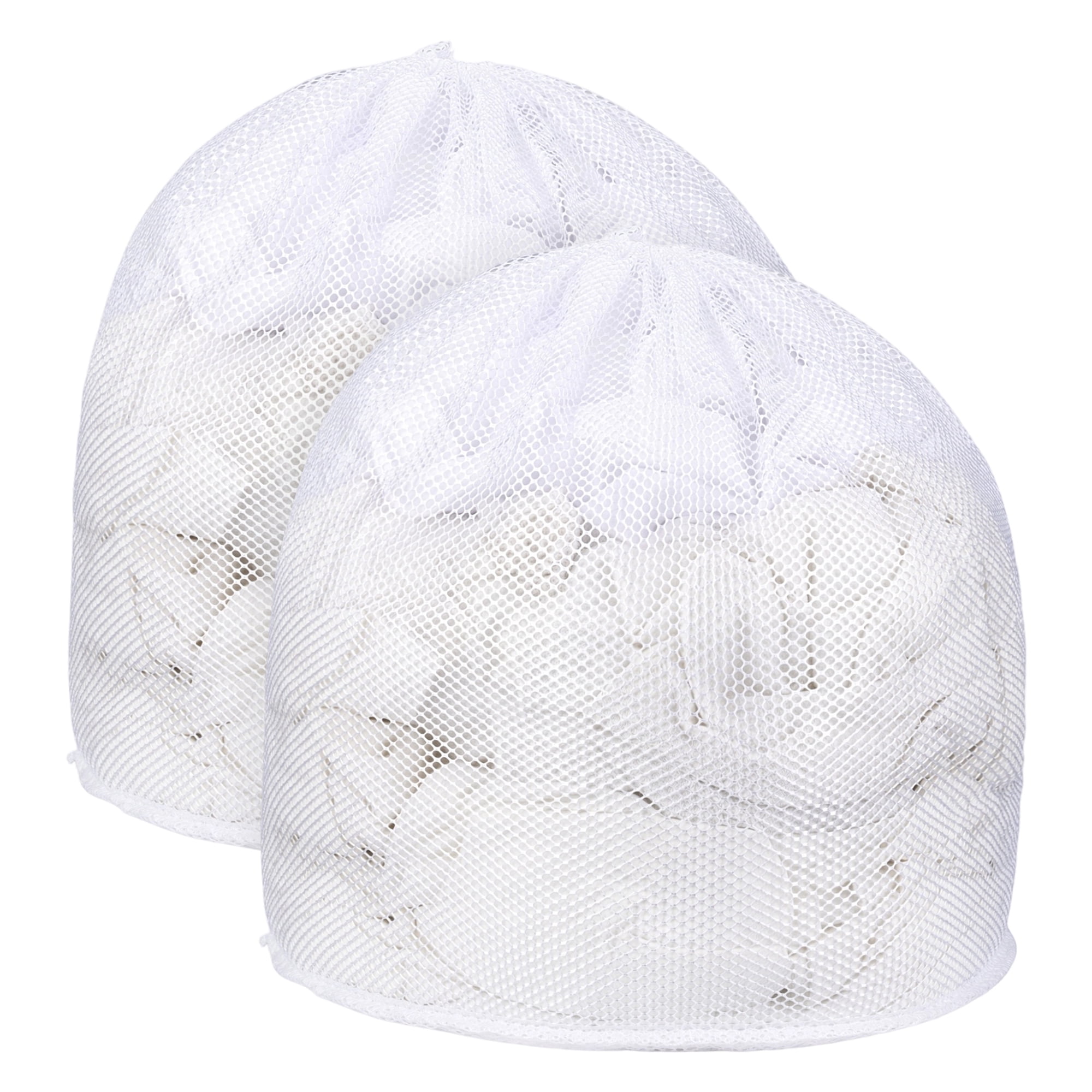 Unique Bargains 2 Pack Nylon Mesh Laundry Bags with Drawstring Closure for Socks White 19.7"x23.6"
