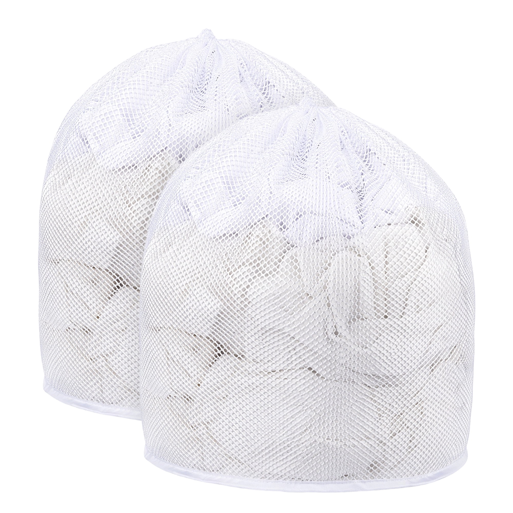 Unique Bargains 2 Pack Nylon Mesh Laundry Bags with Drawstring Closure White 23.6"x31.5"