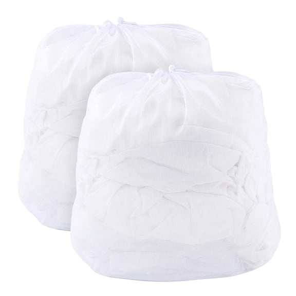 Unique Bargains 2 Pack Nylon Mesh Laundry Bags with Drawstring Closure for Socks White A 11.8"x15.7"