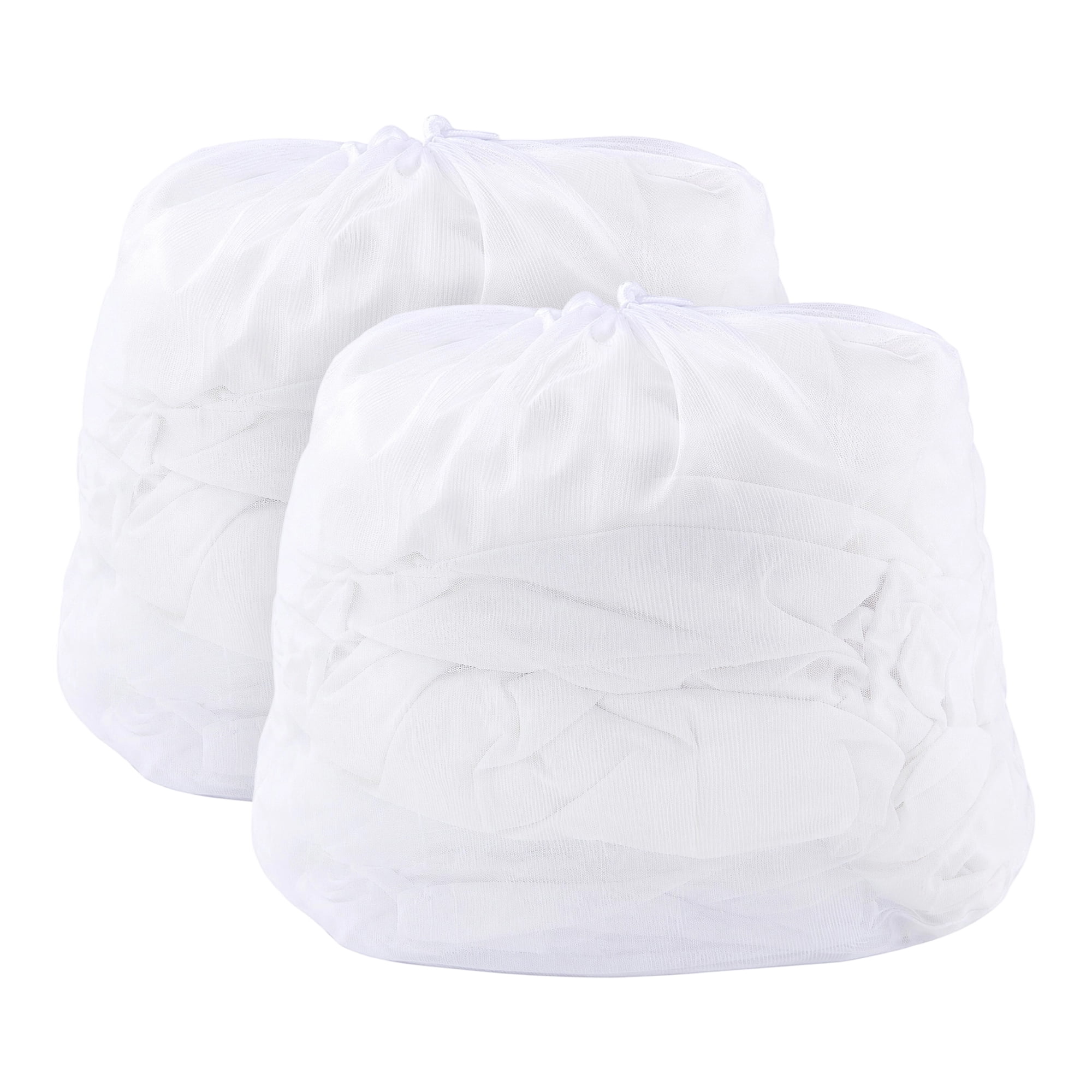 Unique Bargains 2 Pack Nylon Mesh Laundry Bags with Drawstring Closure for Socks White A 19.7"x23.6"