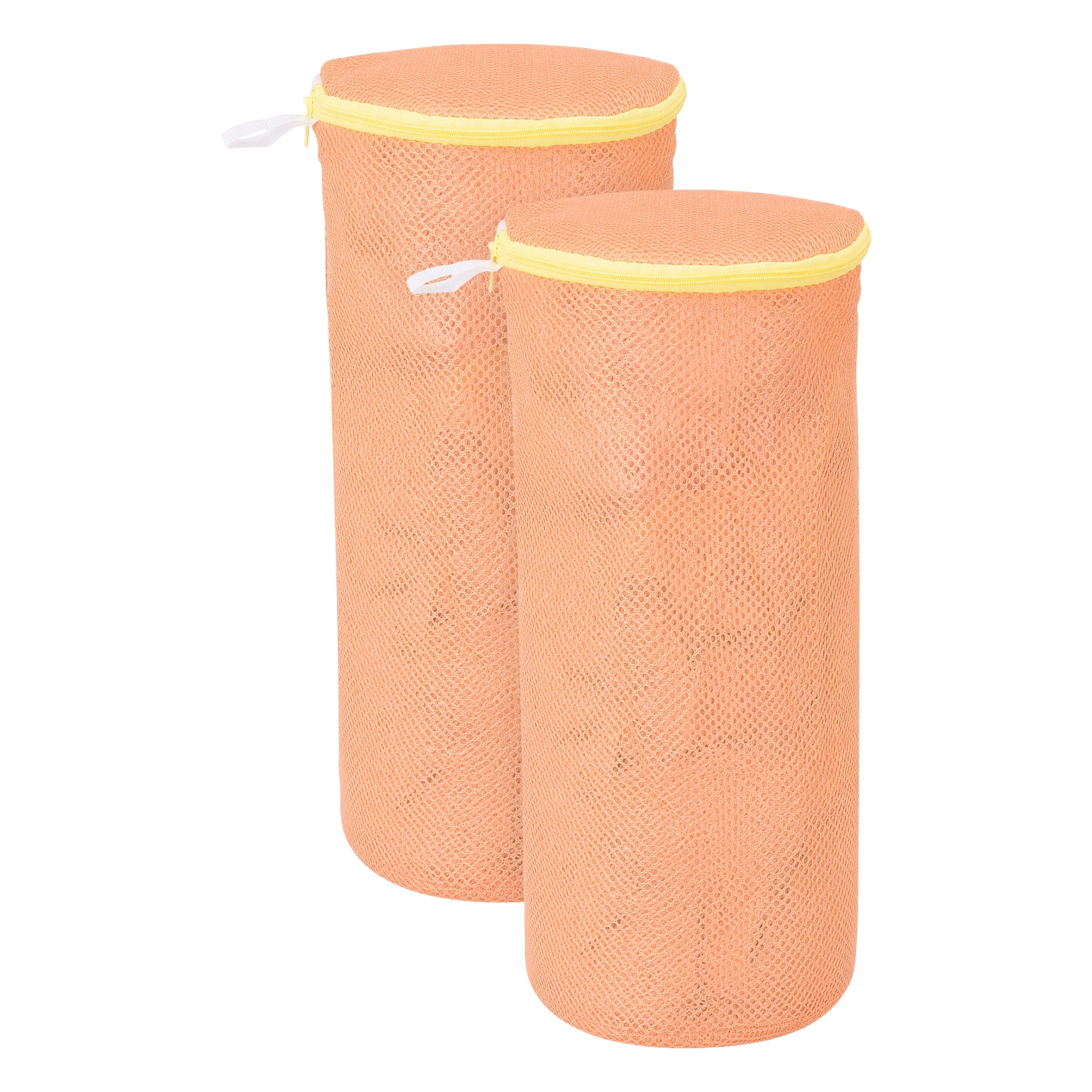 Unique Bargains 2 Pack Polyester  Zippered  Shoe Bag for Washing Machine Orange 6.7"x15"