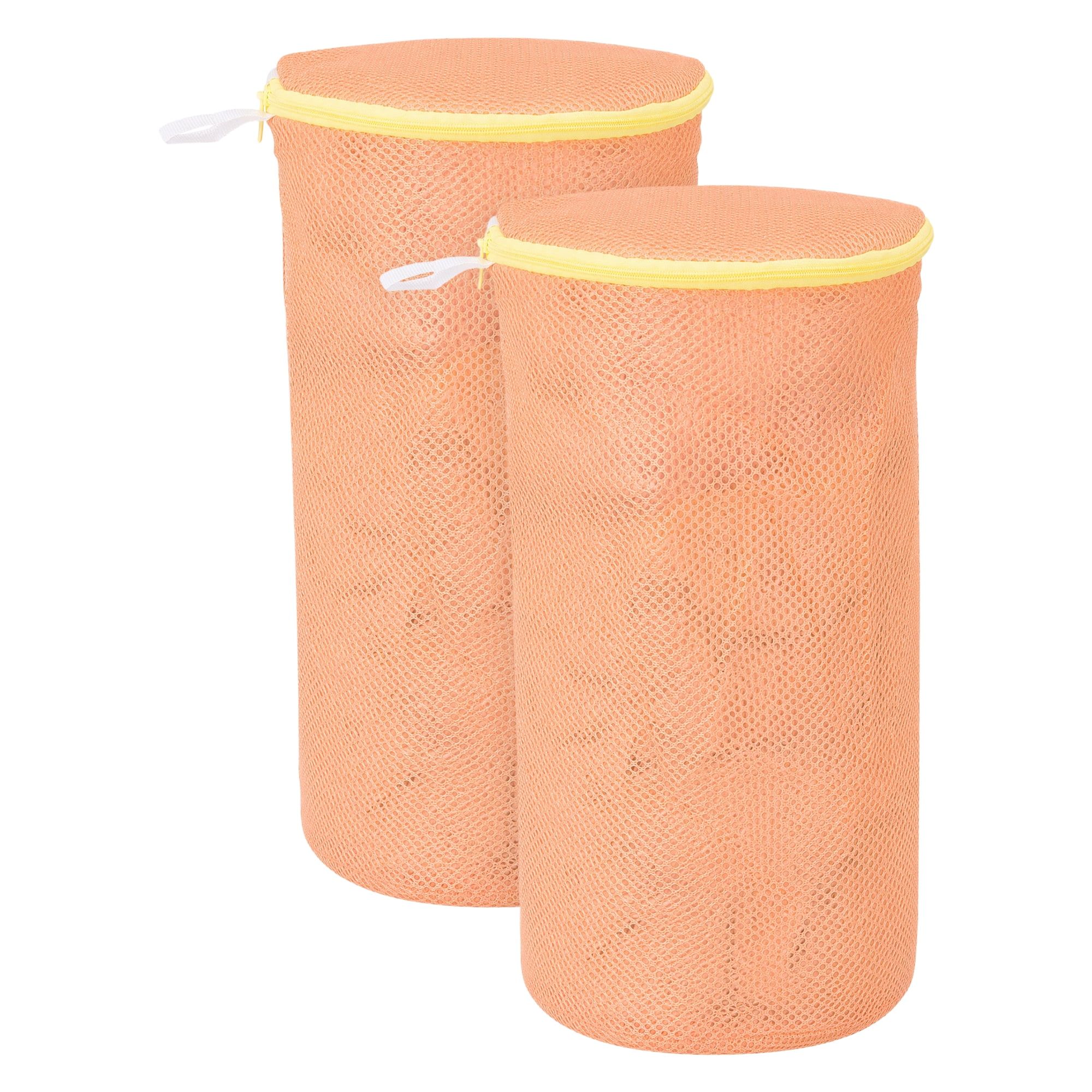 Unique Bargains 2 Pack Polyester  Zippered  Shoe Bag for Washing Machine Orange 7.9"x15"