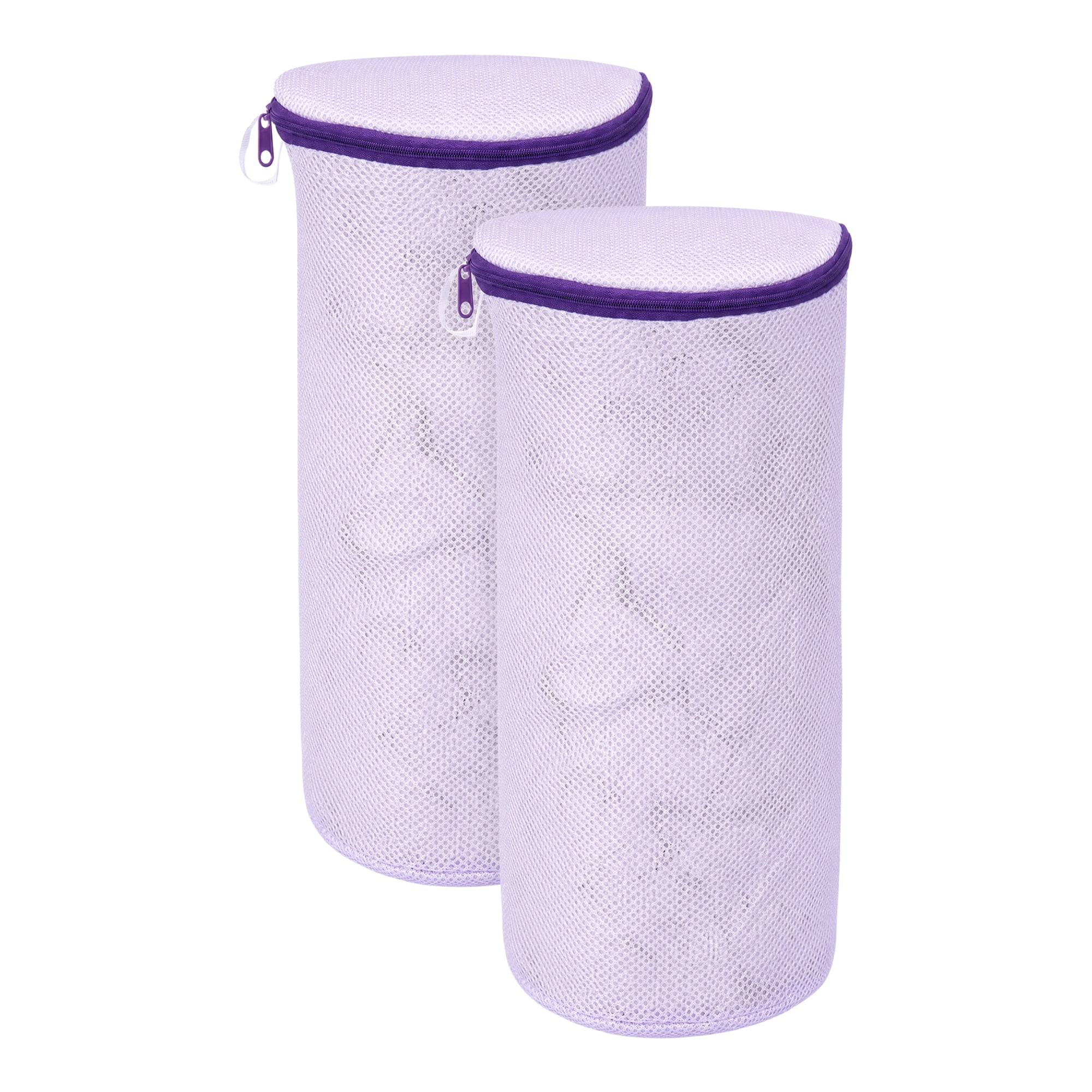 Unique Bargains 2 Pack Polyester Zippered Shoe Bag for Washing Machine Purple 6.7"x15"