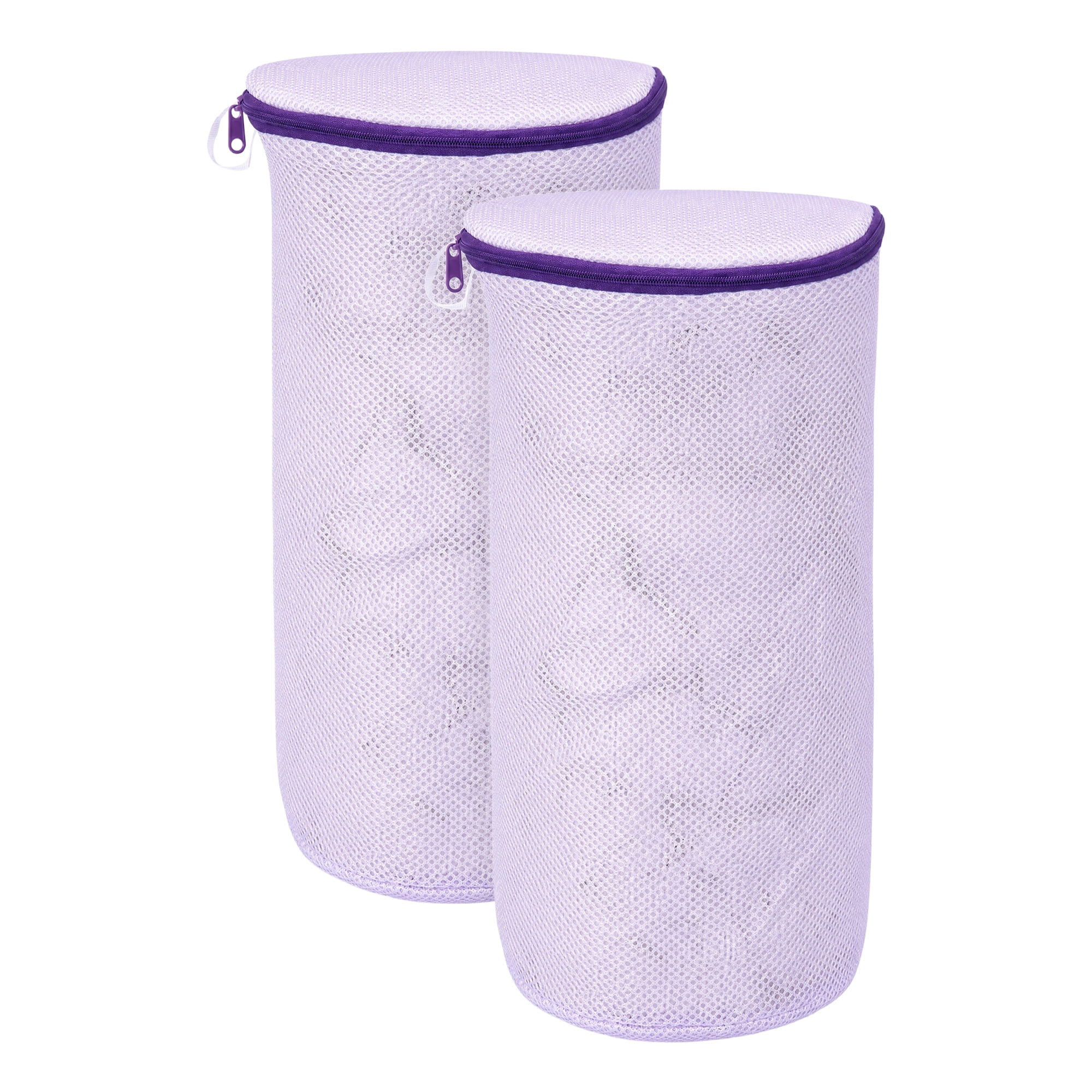 Unique Bargains 2 Pack Polyester  Zippered  Shoe Bag for Washing Machine Purple 7.9"x15"