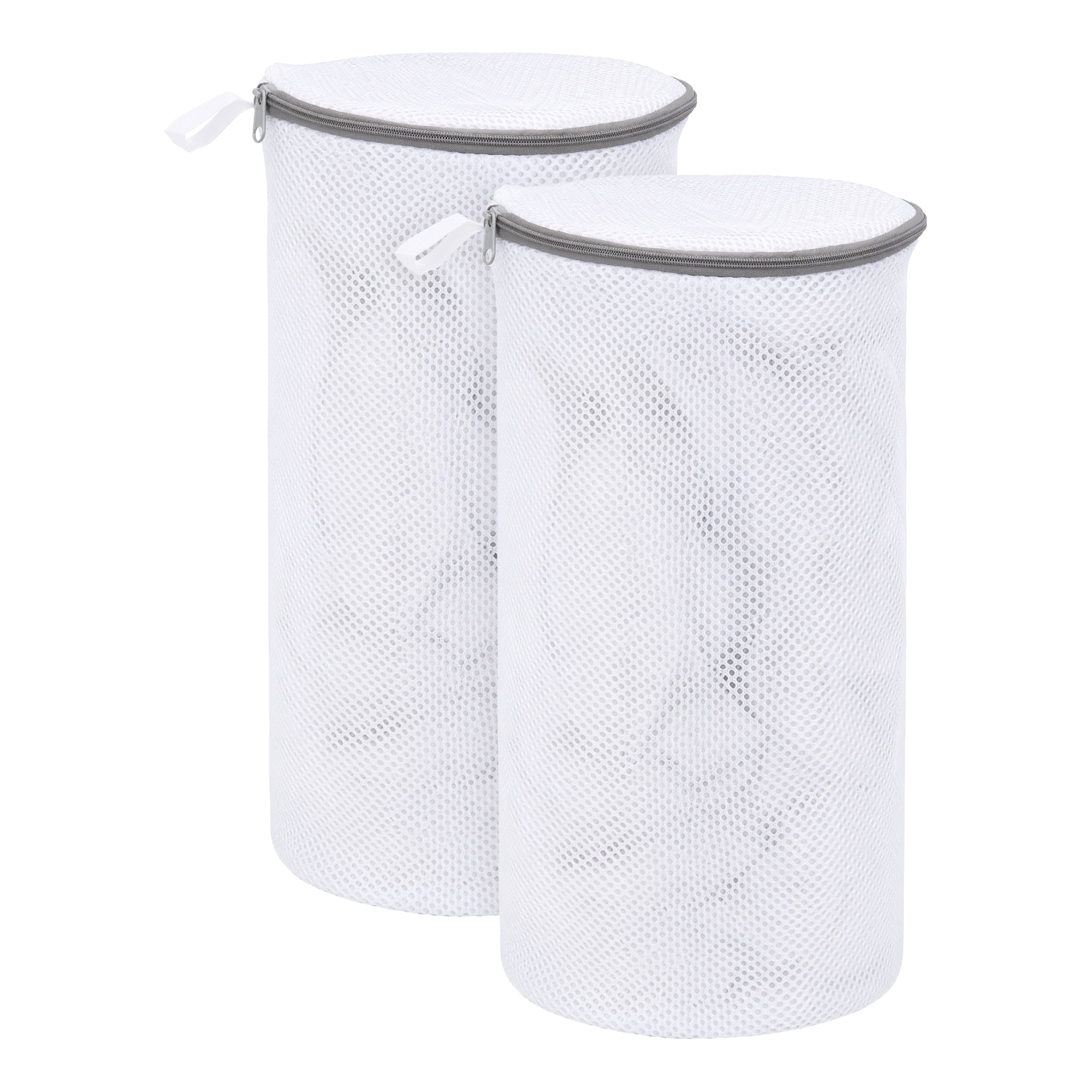 Unique Bargains 2 Pack Polyester  Zippered  Shoe Bag for Washing Machine White 7.9"x15"