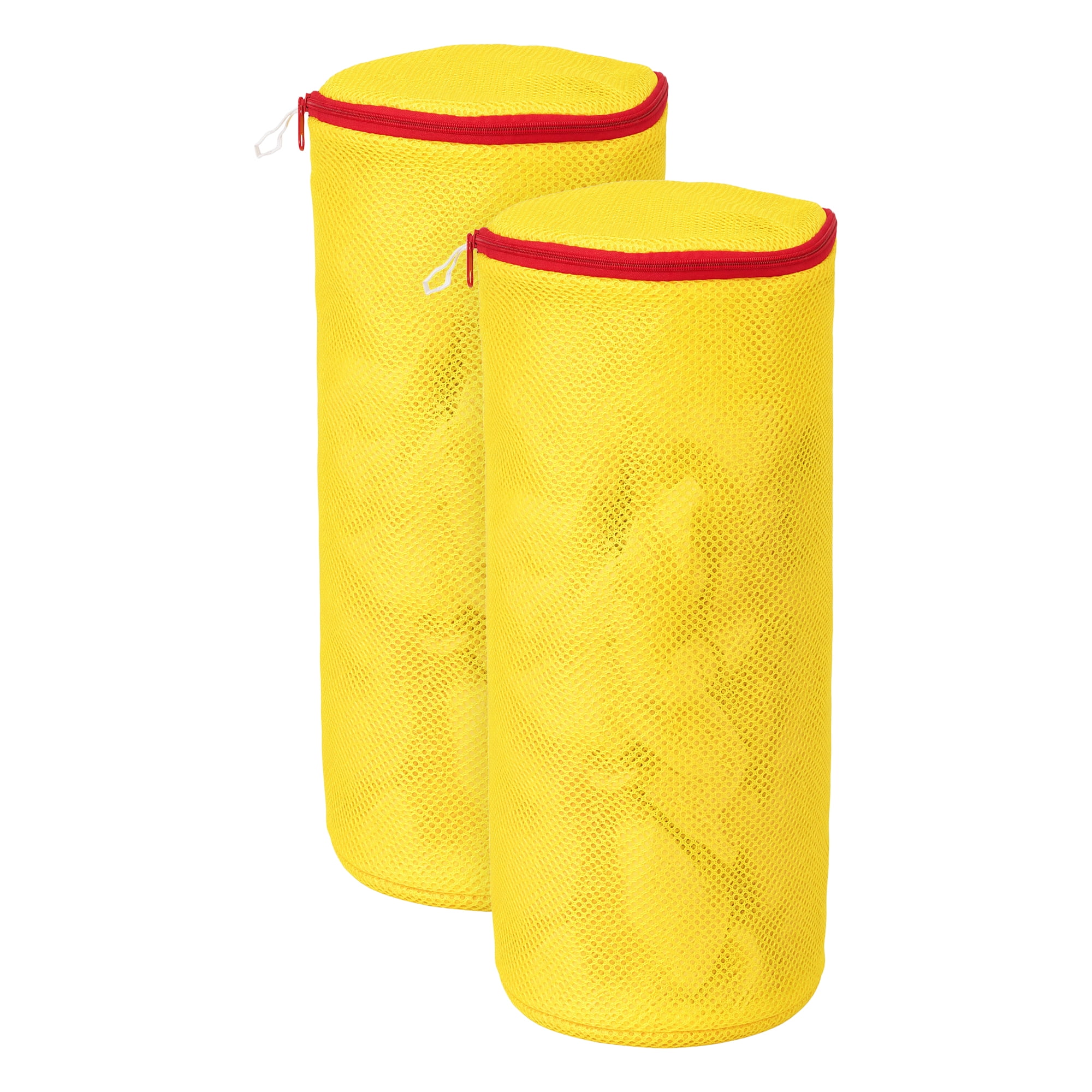 Unique Bargains 2 Pack Polyester  Zippered  Shoe Bag for Washing Machine Yellow 6.7"x15"