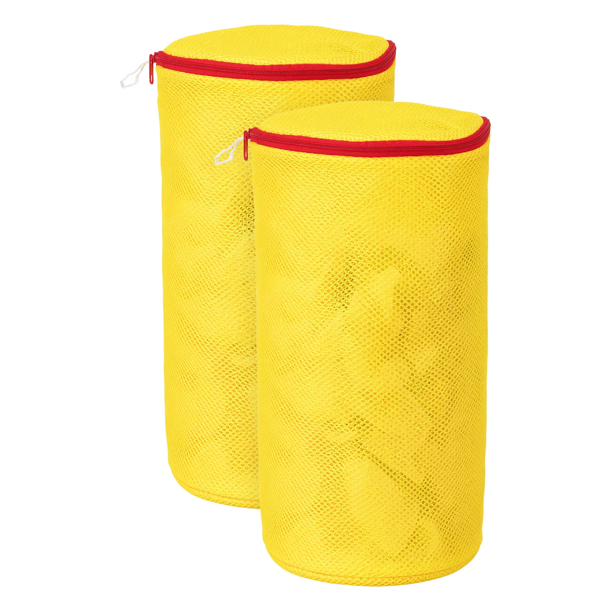 Unique Bargains 2 Pack Polyester  Zippered  Shoe Bag for Washing Machine Yellow 7.9"x15"