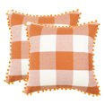 thumbnail image 1 of Unique Bargains 2-Pack Pom Plaid Decorative Throw Pillow Cover 18" x 18" Orange and Beige, 1 of 8